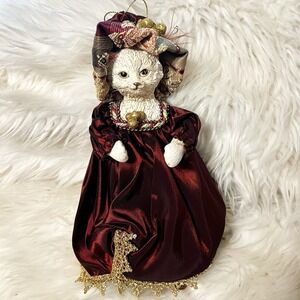 Vintage Kurt S. Adler Victorian 9"Queen Anthropomorphic Cat Tree Topper NOS